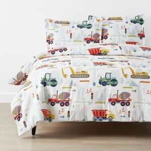 Construction Trucks Classic Cool Organic Cotton Percale Duvet Cover Set